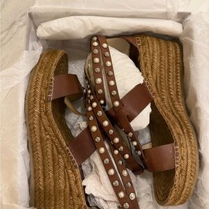 Jimmy Choo Brown Espadrille Sandals with Studs